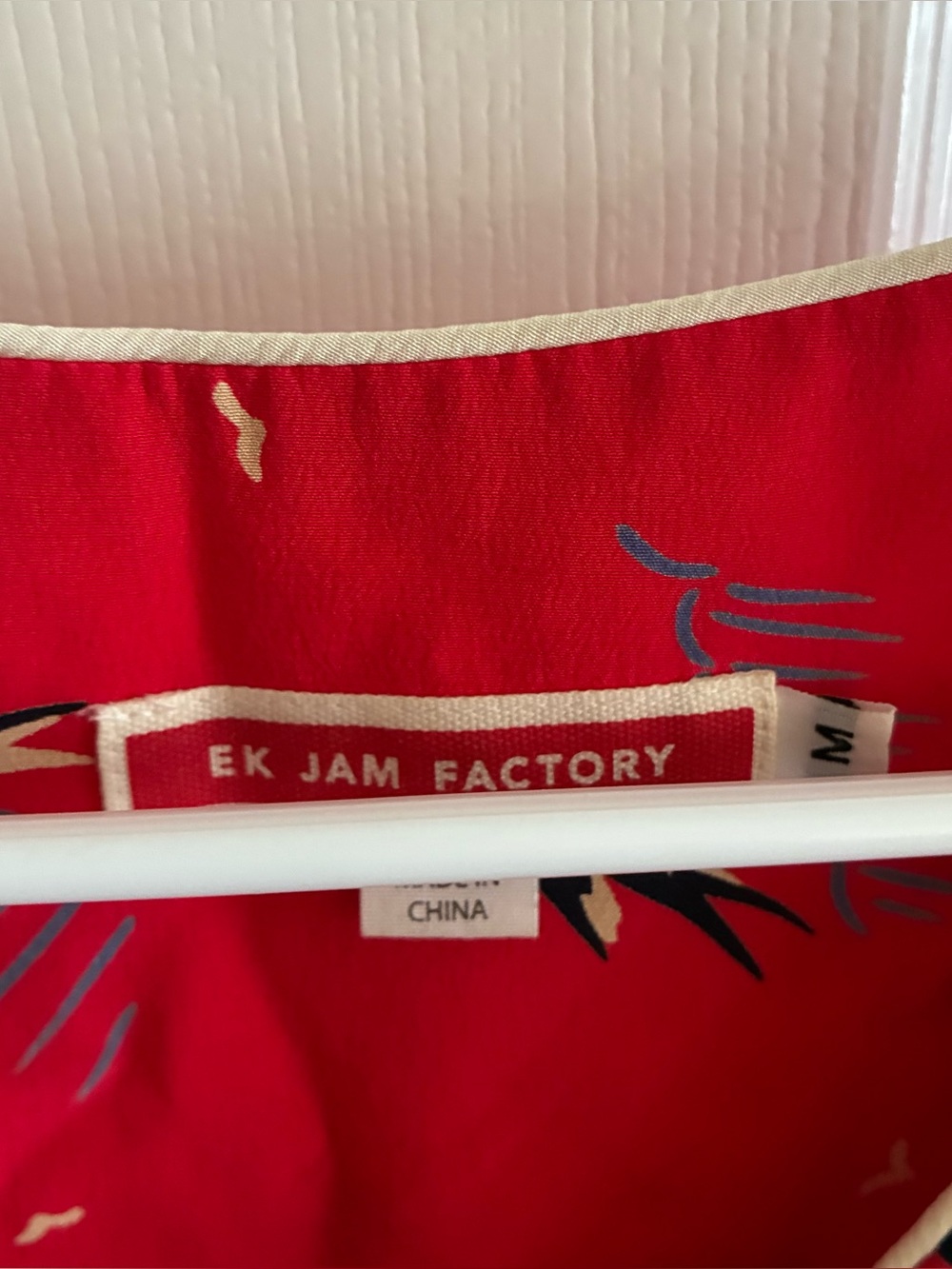 Anthropologie Silk Red Sparrow Sleeveless EK Jam Factory Shift Dress, Size Med - Picture 2 of 4